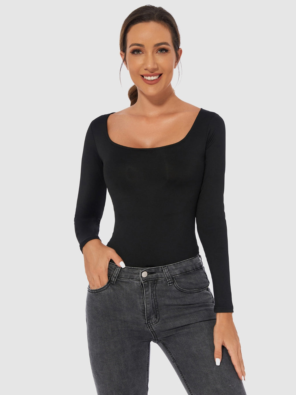 Valenzora | Full Size Crew Long Sleeve Bodysuit