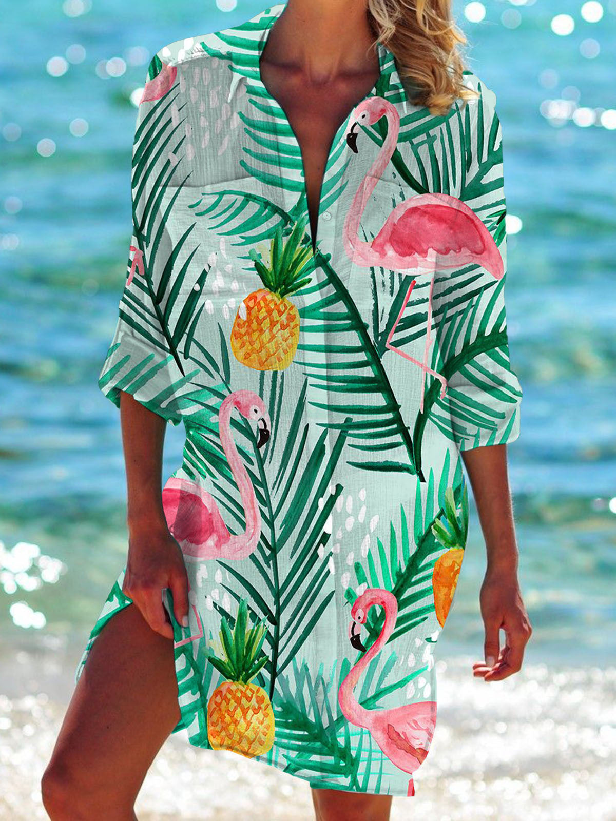 Valenzora | Bikini-Jacke Hemd Badeanzug Cardigan Damenbekleidung Print Urlaub Strandhemd