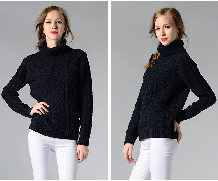 Celina™ - Women's long-sleeved roll-neck sweater with cable knit
