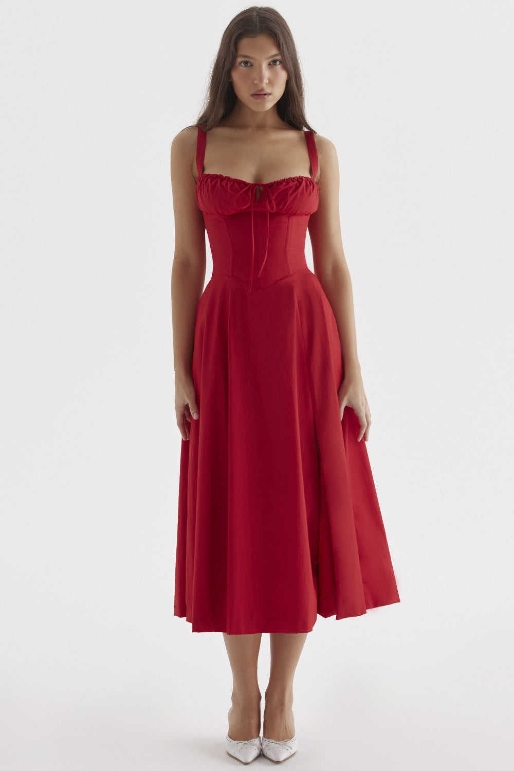 Valenzora cut sundress for women with French flair and seductive hip slit"