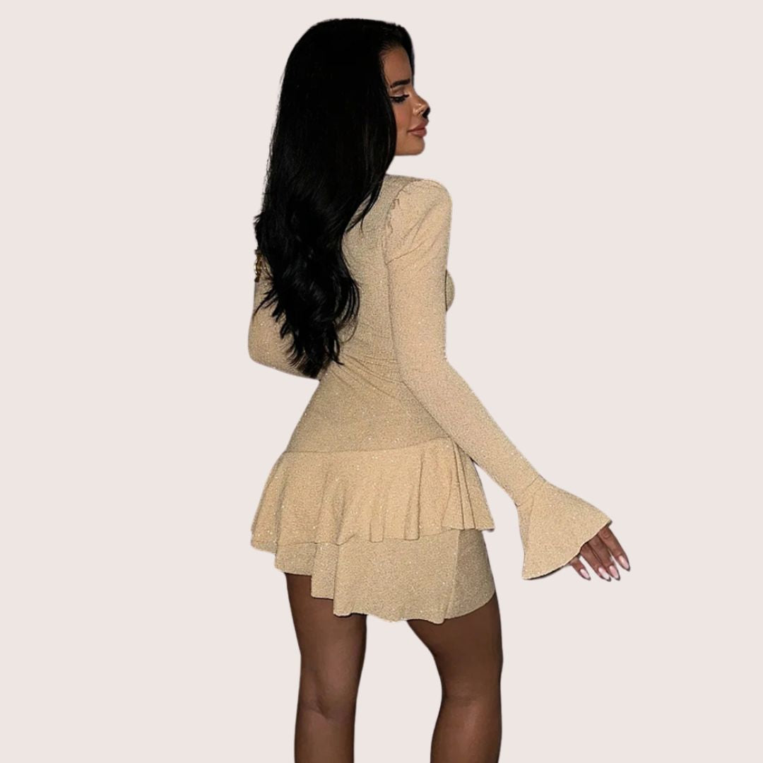 Valenzora | Mini dress with deep V-neck and ruffles