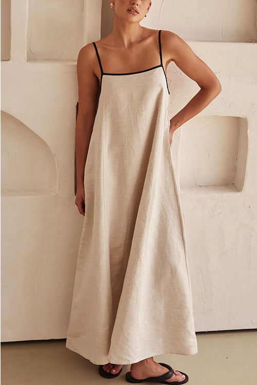 Valenzora | Rosiedress Adjustable Straps Backless Cotton-Linen Maxi Dress