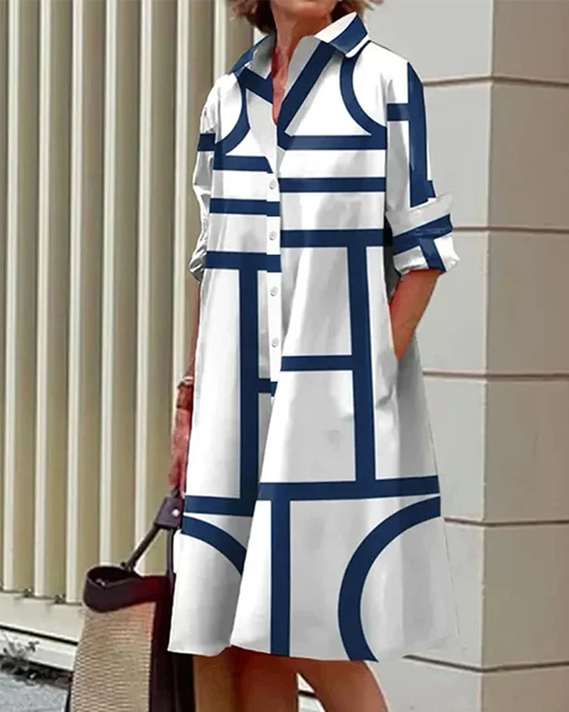 Valenzora | Dress with pockets and geometric print