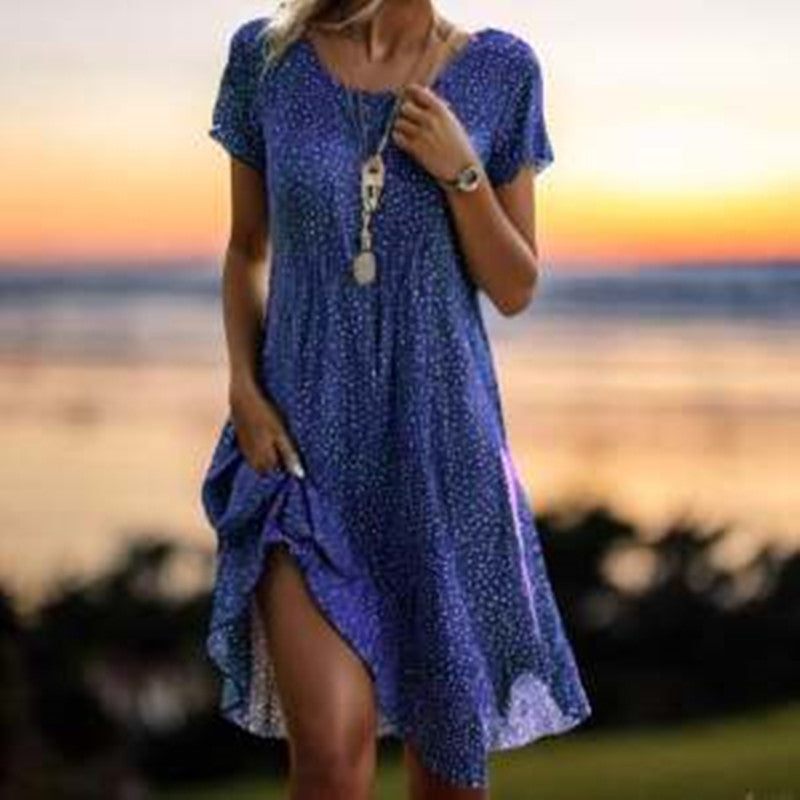 Valenzora | Kurzärmeliges grünes Minikleid mit Tupfen