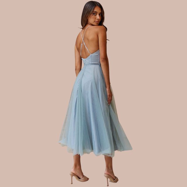 Valenzora | Midikleid aus Tüll mit Spaghettiträgern