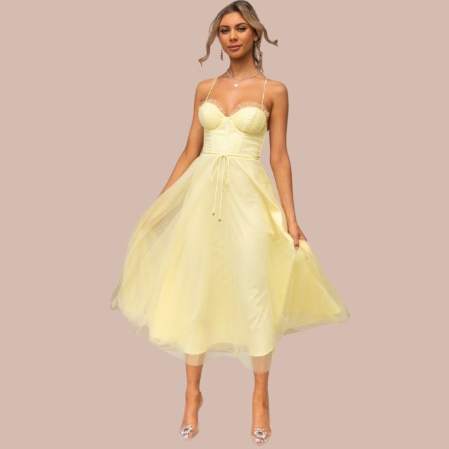 Valenzora | Midikleid aus Tüll mit Spaghettiträgern