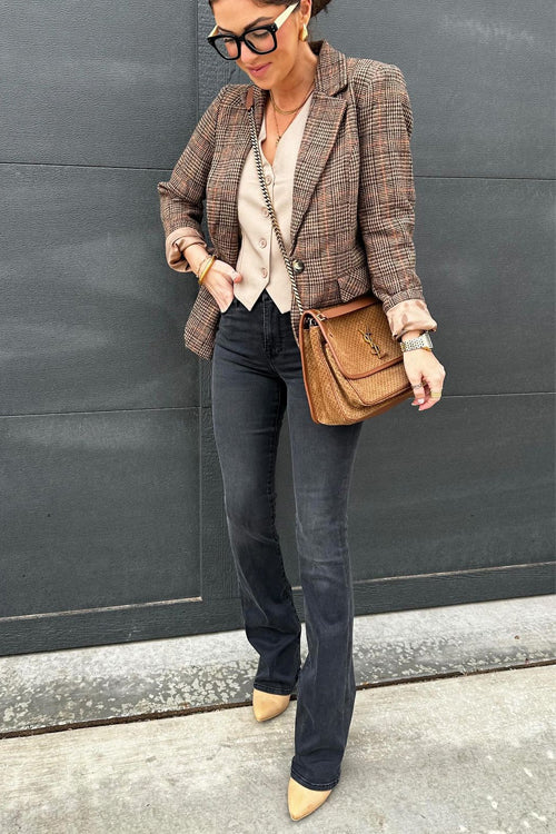 Valenzora | Rosiedress Revers-Einreiher Klassischer Hahnentritt-Blazer