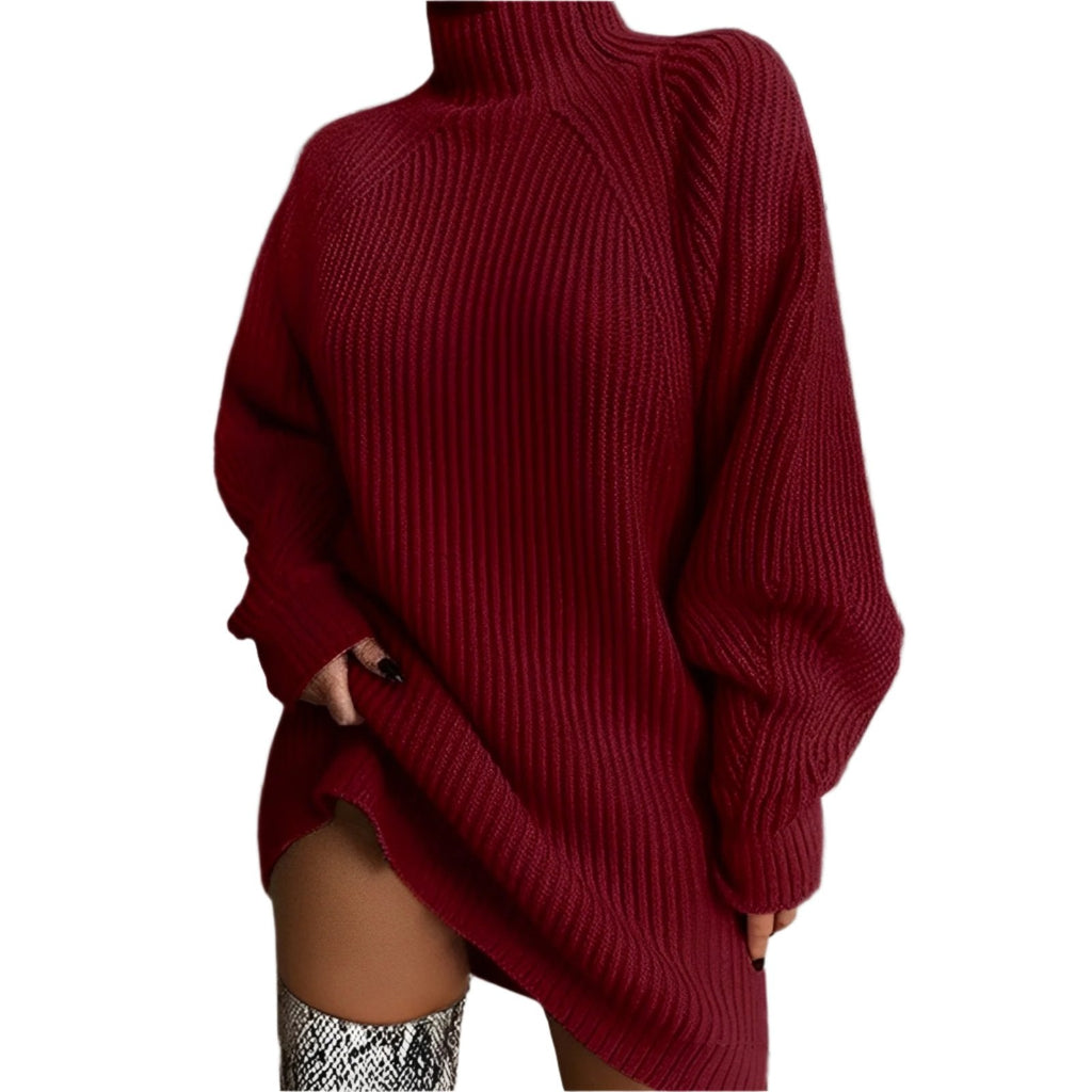 Valenzora | Warm knitted dress with roll neck