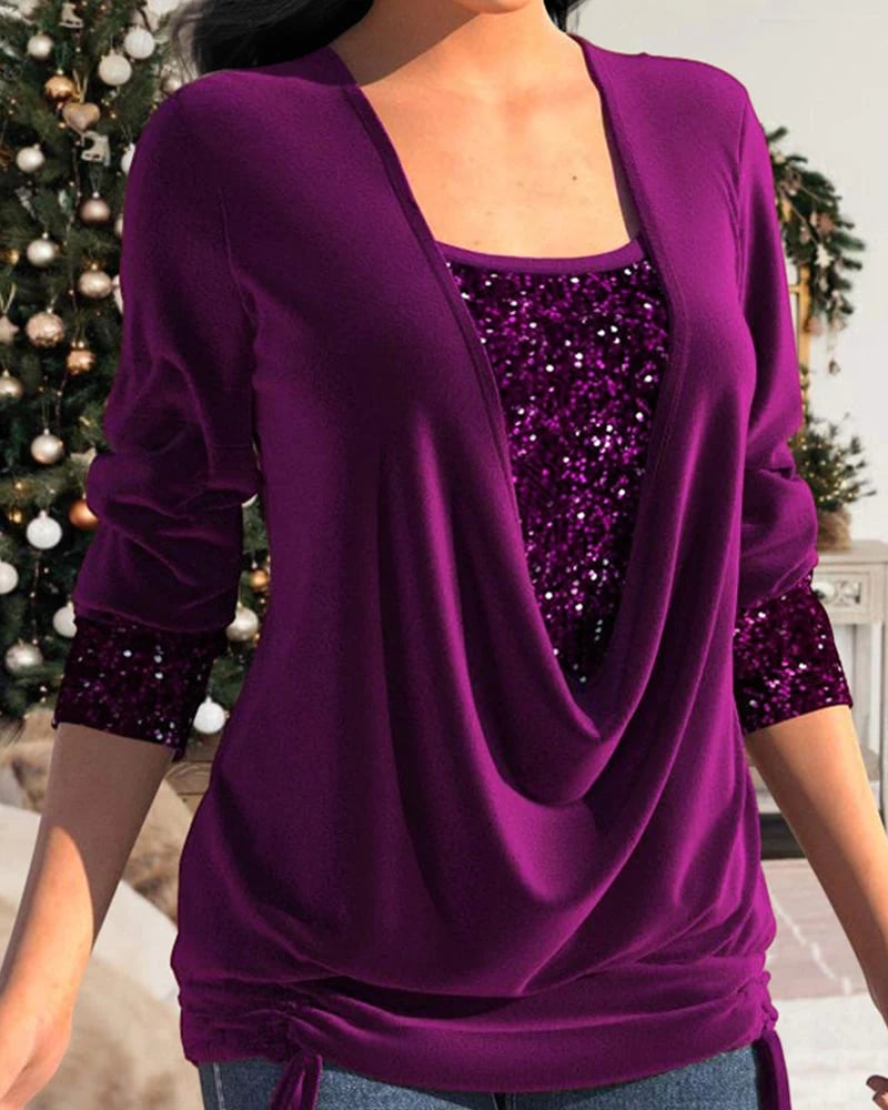 Valenzora - Long-sleeved women's shirt with sequins