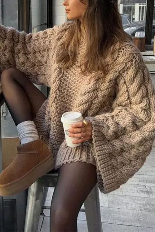 Valenzora | Rosiedress Round Neck Oversized Cable Knit Sweater