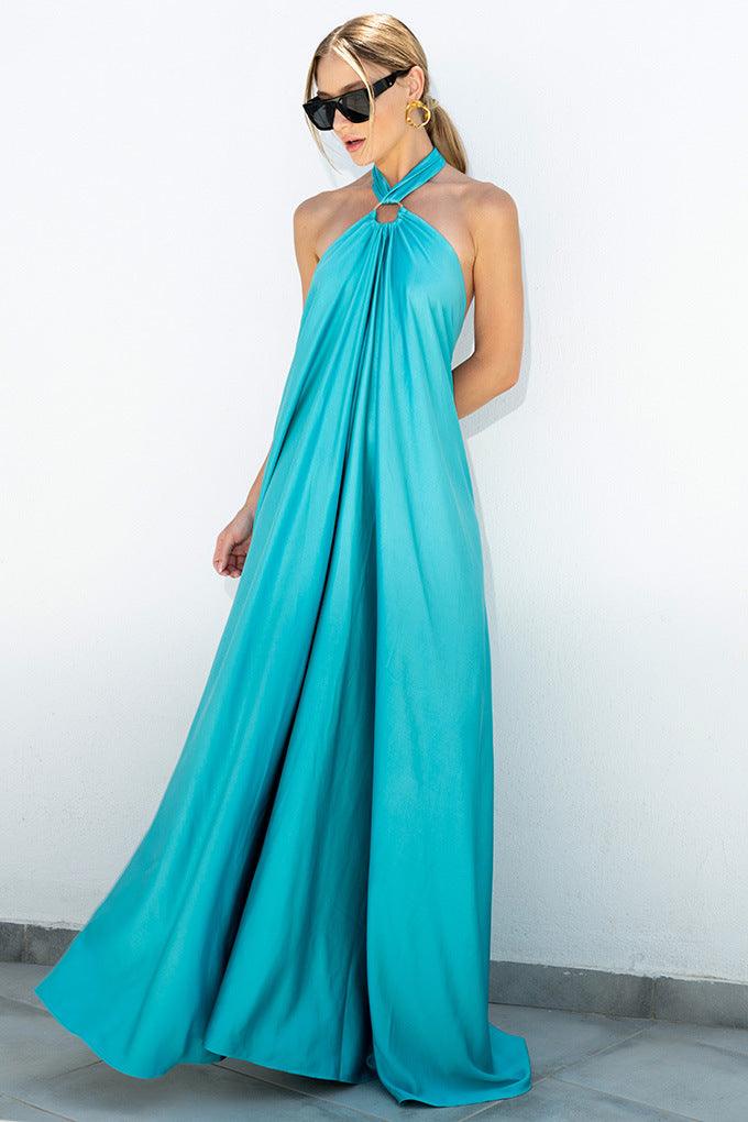 Valenzora | Satin-Maxikleid mit Neckholder für Damen