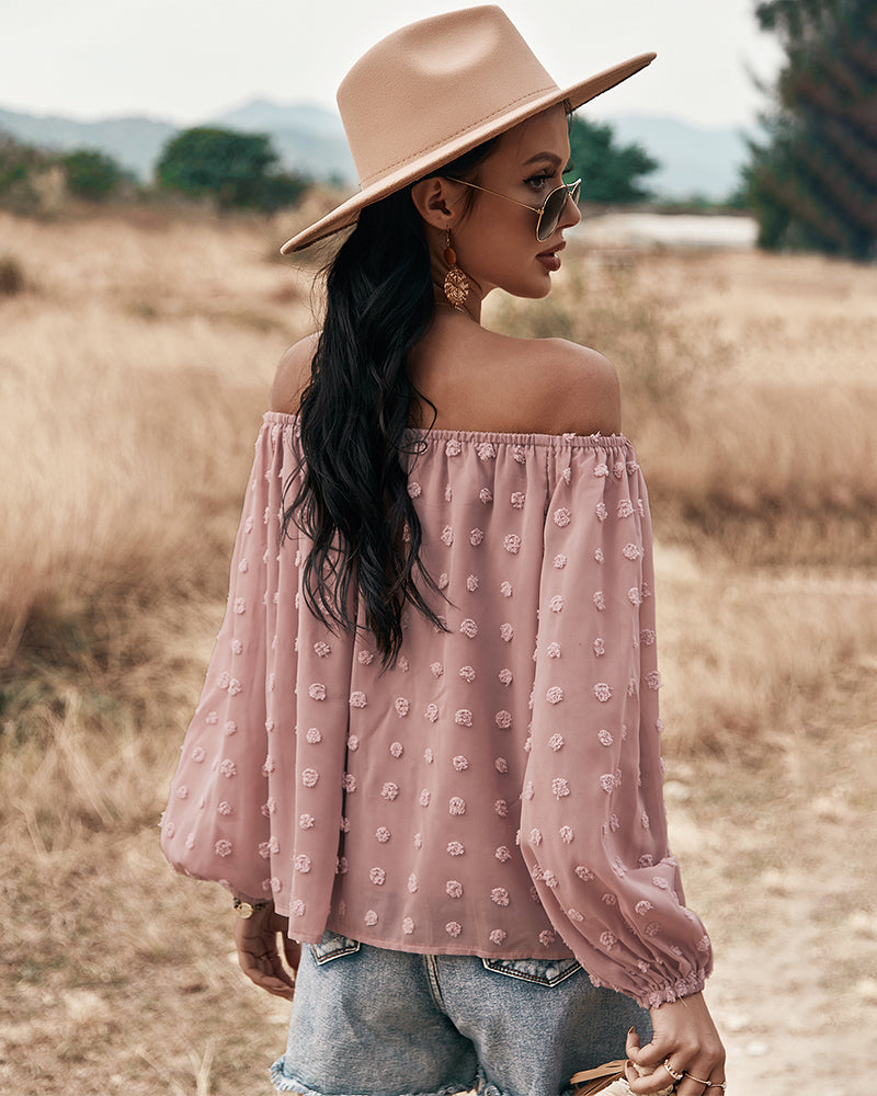 Valenzora | Off-Shoulder Lantern Long-Sleeved Ruffled Top