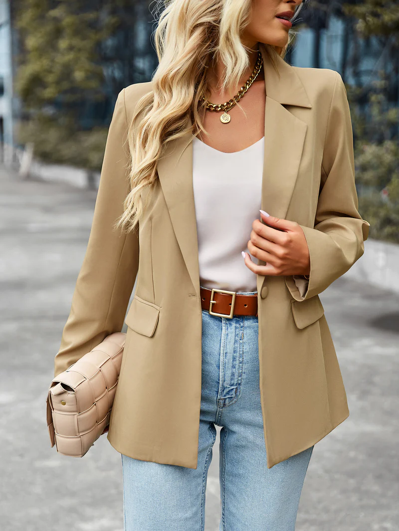 Valenzora | Damen-Blazer mit einem Knopf, langen Ärmeln, tailliertem Schnitt, lässig-schick