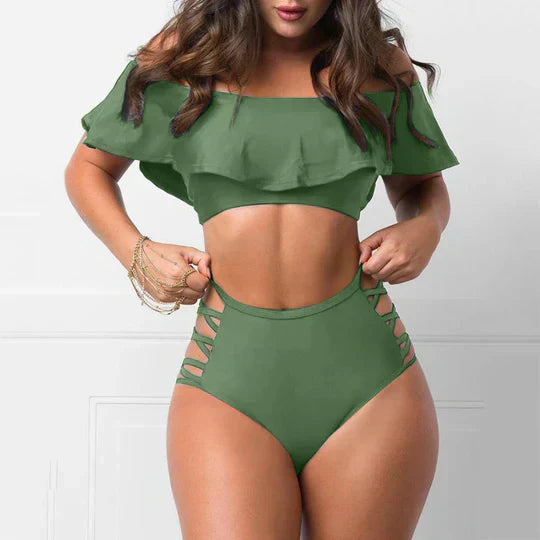 Valenzora | Off-the-shoulder bikini set with ruffles