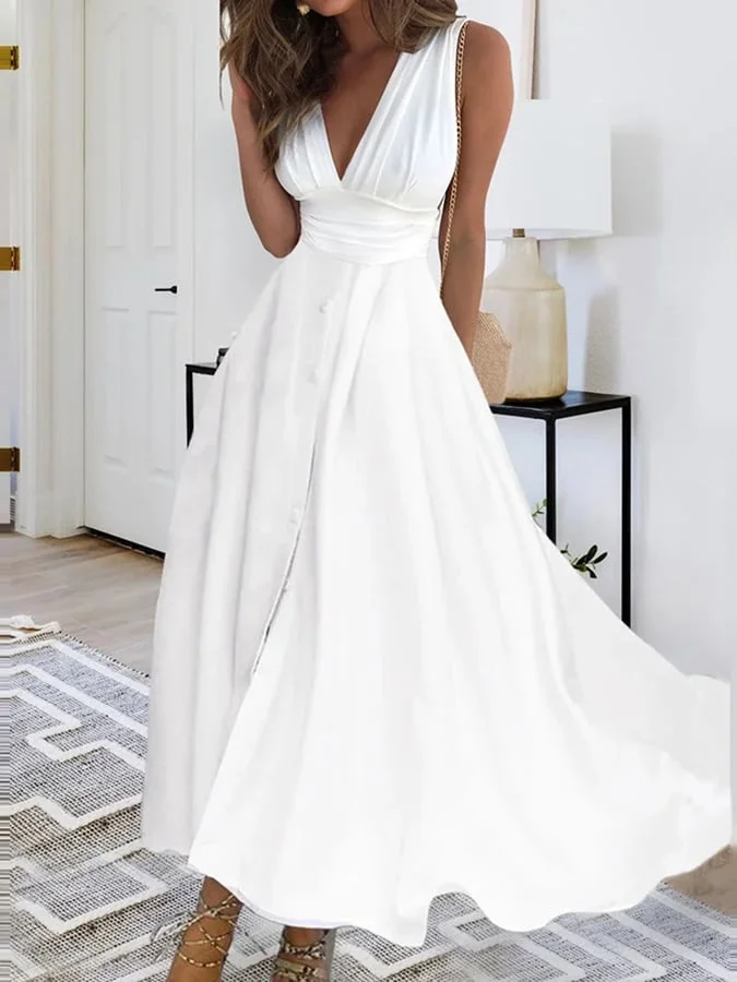 Valenzora | Elegantes, langes Abendkleid mit überkreuztem V-Ausschnitt