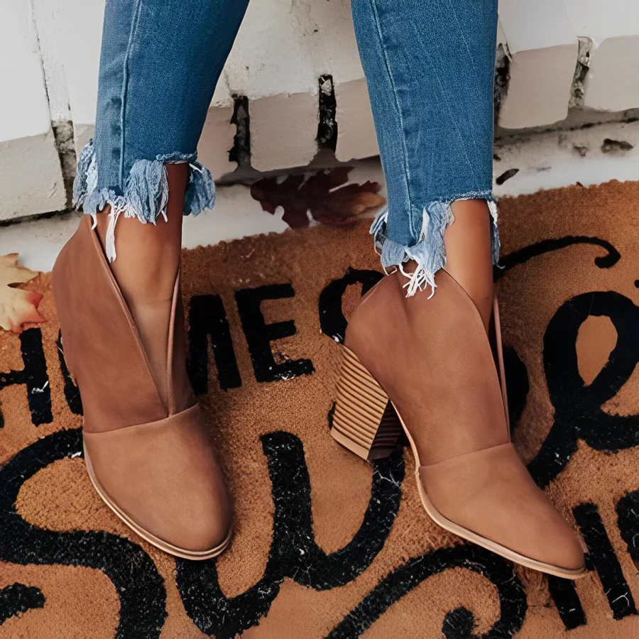 Valenzora | Damen Stiefeletten mit hohen Absätzen, V-förmiger Öffnung, Slippers, Chic und Elegant