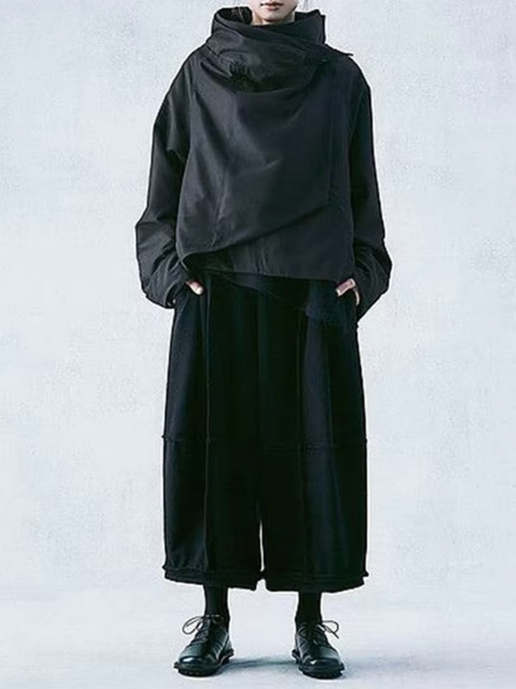 Valenzora | Cotton long-sleeved top with stand-up collar