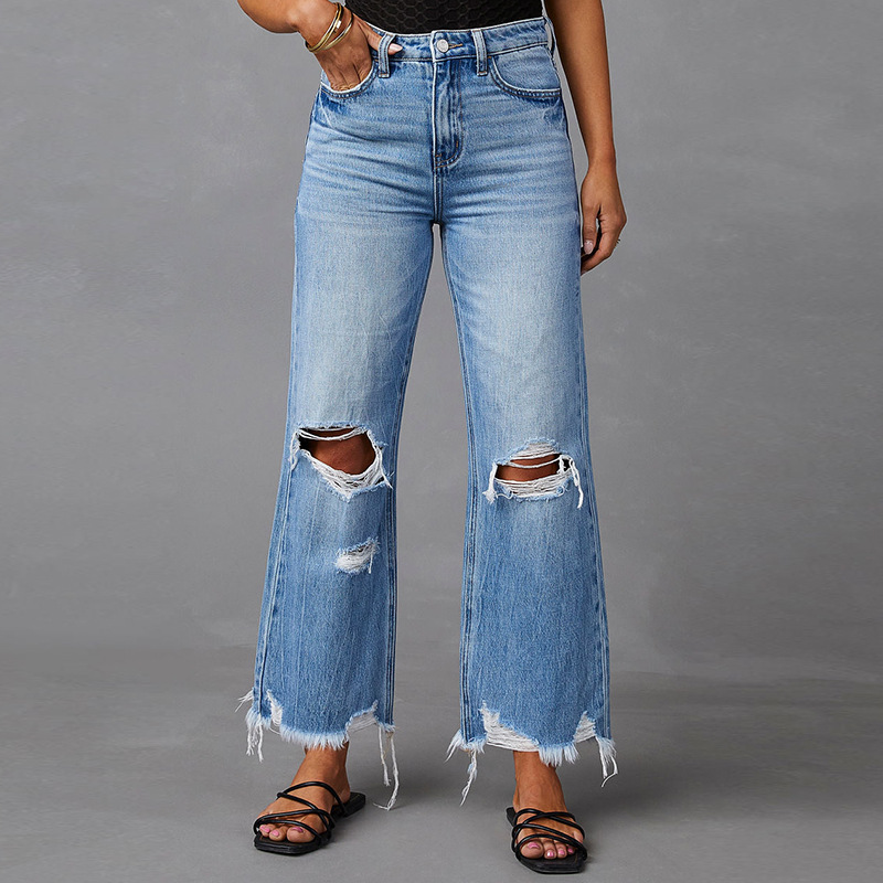 Valenzora | High-waisted Jeans mit Löchern für Damen