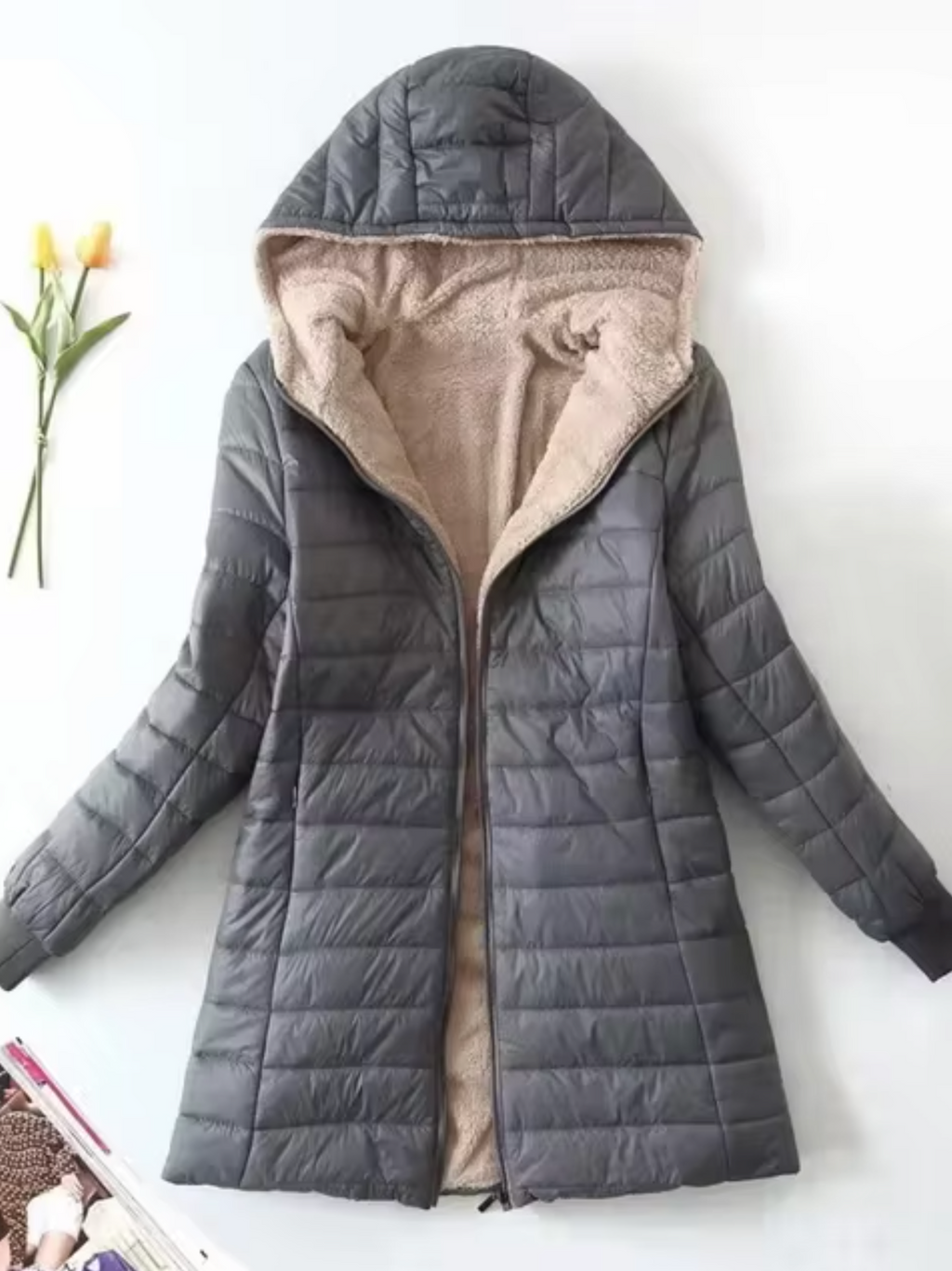 – Plush fleece coat