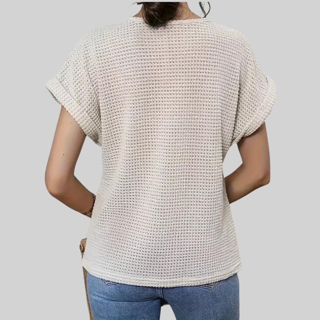 Valenzora Short-sleeved top - Casual - Lace with round neckline