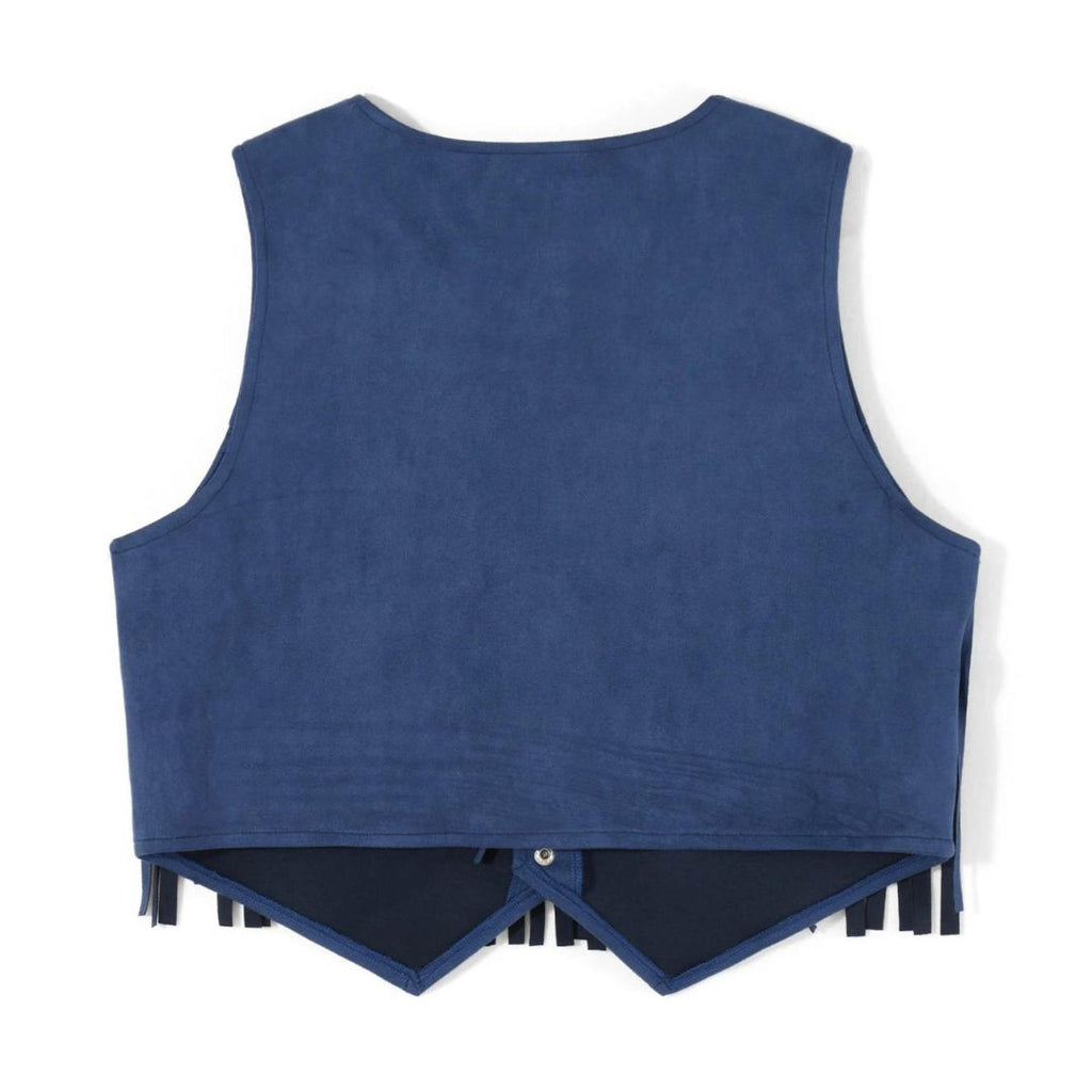 Valenzora | Suede vest with fringe and button detail