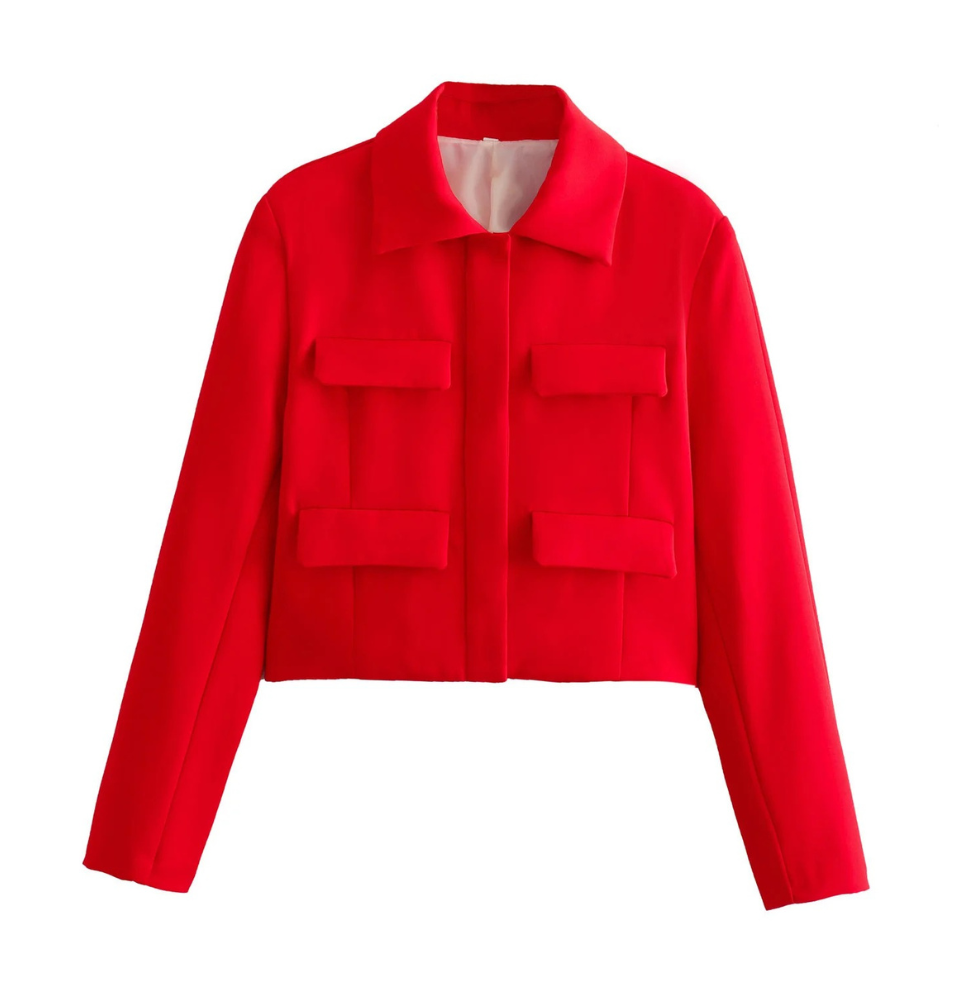 Valenzora | Damen Bomberjacke Kurze Jacke mit vier Vordertaschen und minimalistischem Design