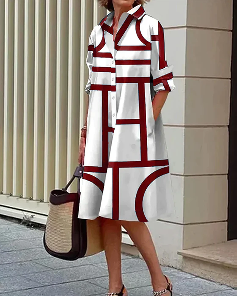 Valenzora | Dress with pockets and geometric print