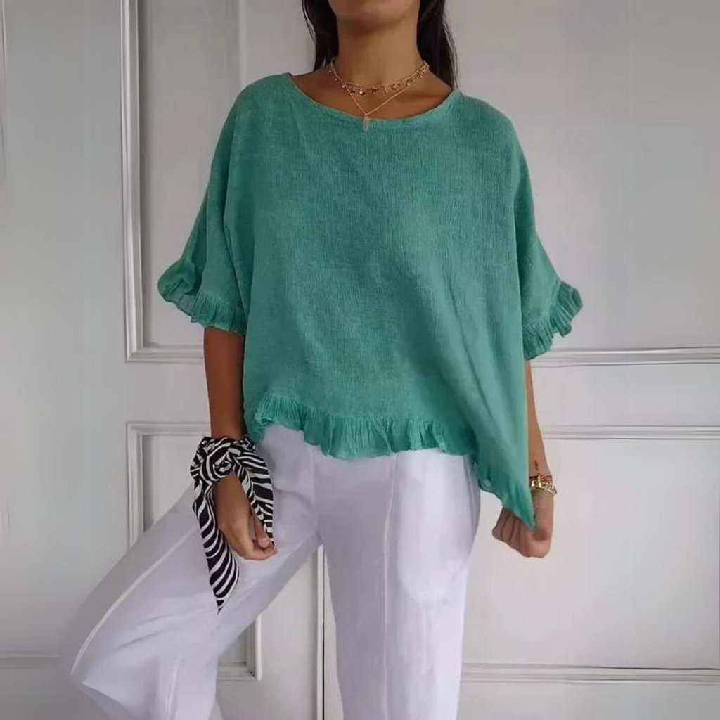 Valenzora | Linen shirt with ruffle