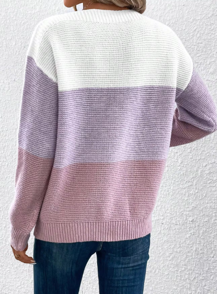 Elegant three-color patchwork sweaters