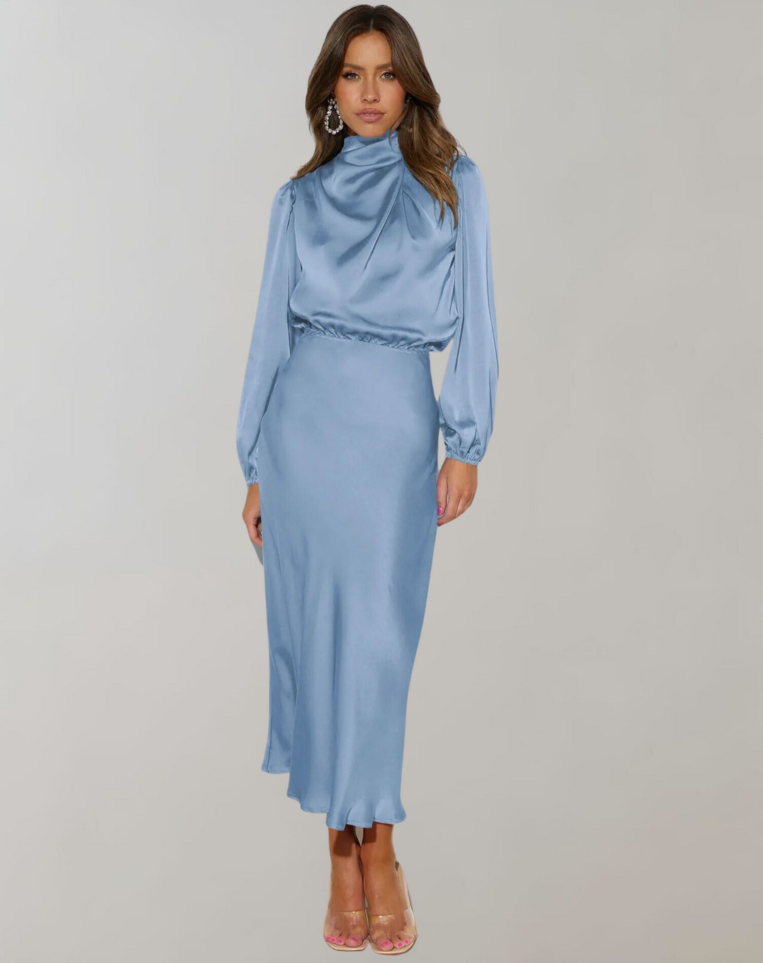Valenzora | Elegantes Abendkleid für Damen, lang, langärmlig