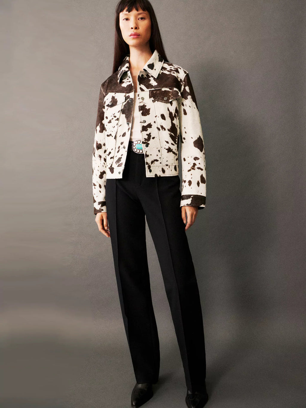 Valenzora | Gemusterte Lederjacke
