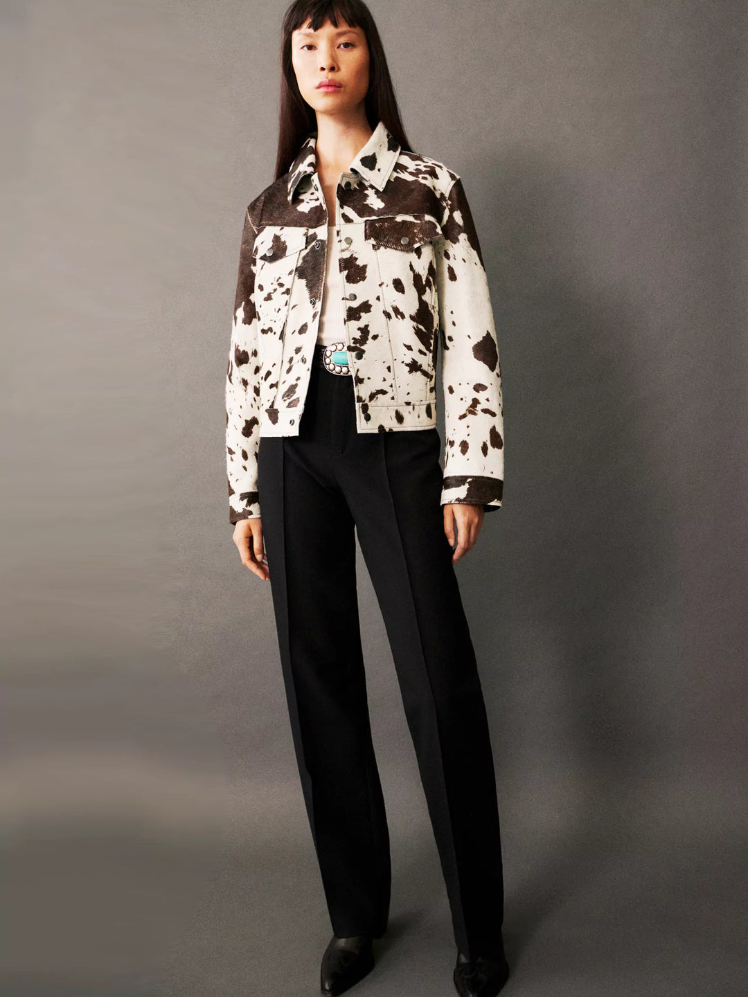 Valenzora | Gemusterte Lederjacke