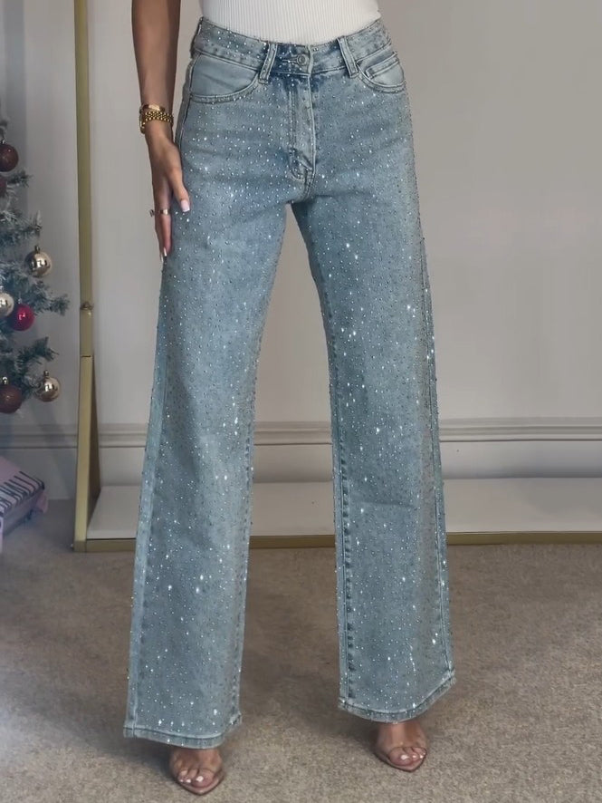Valenzora | High-waisted jeans with diamond details