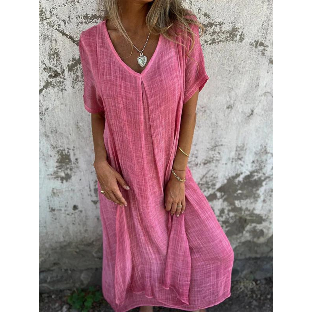 Leinen-luftiges, locker sitzendes Boho-Sommerkleid für Damen