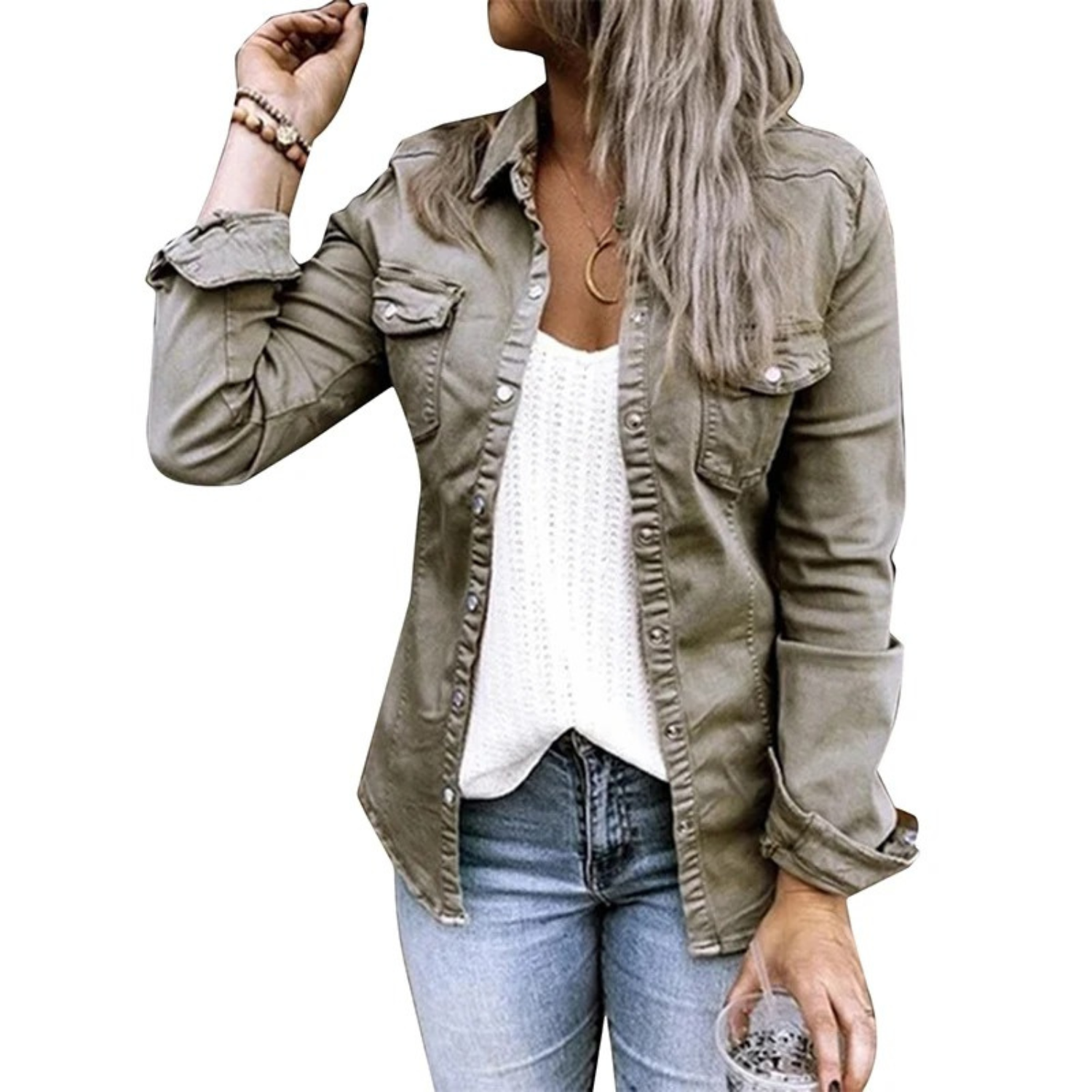 Valenzora | Women's Summer Jacket in Military Denim Style