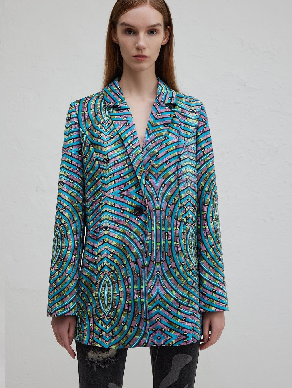 Valenzora | Stylischer Business-Anzug in einem blauen abstrakten Muster