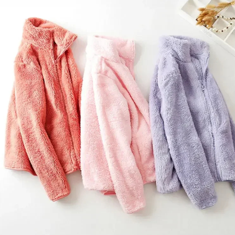 and a fluffy jacket with a zipper, fleece vest
