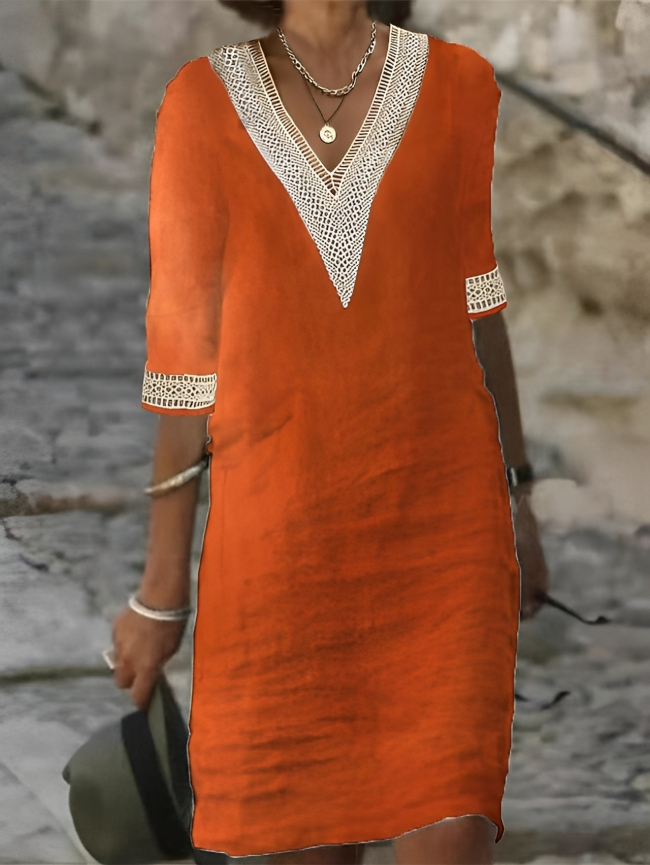 Valenzora | Damen Freizeitkleid aus Baumwoll-Leinenmix – lässig & bequem