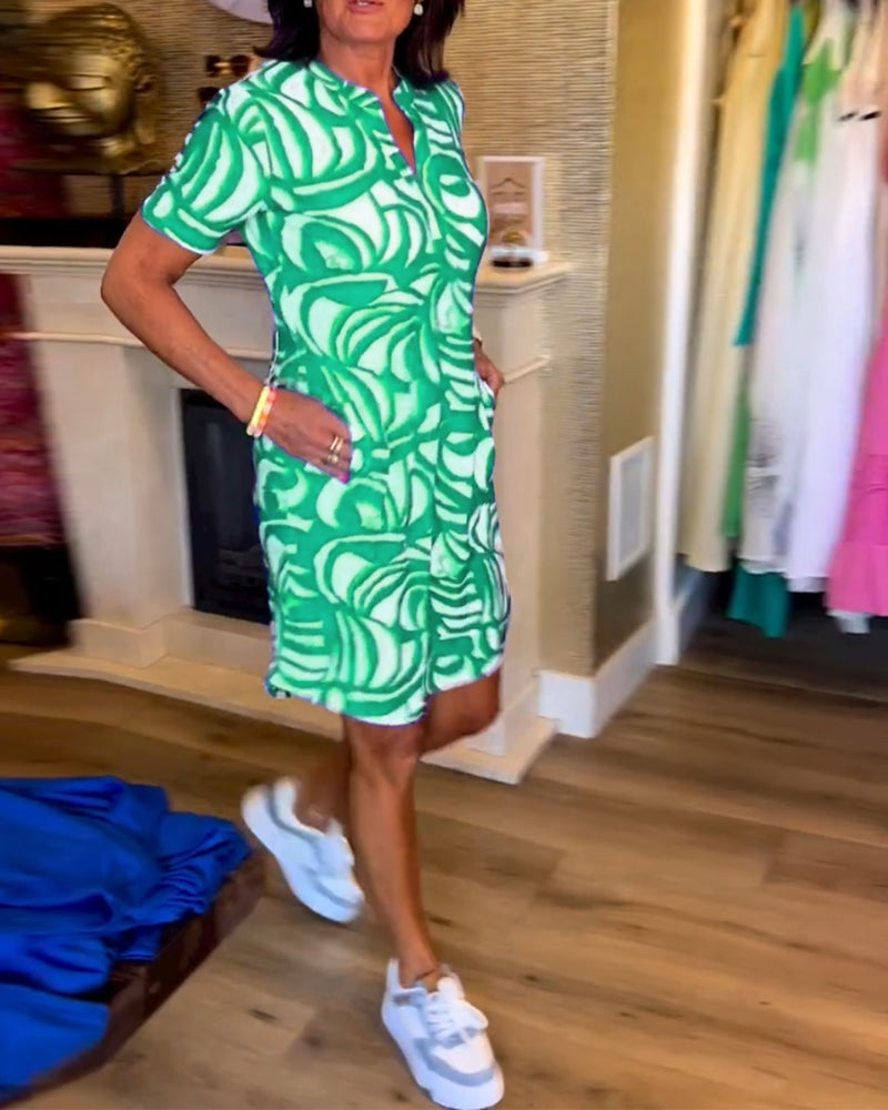 Valenzora | Lässiges, kurzärmliges Kleid mit Print