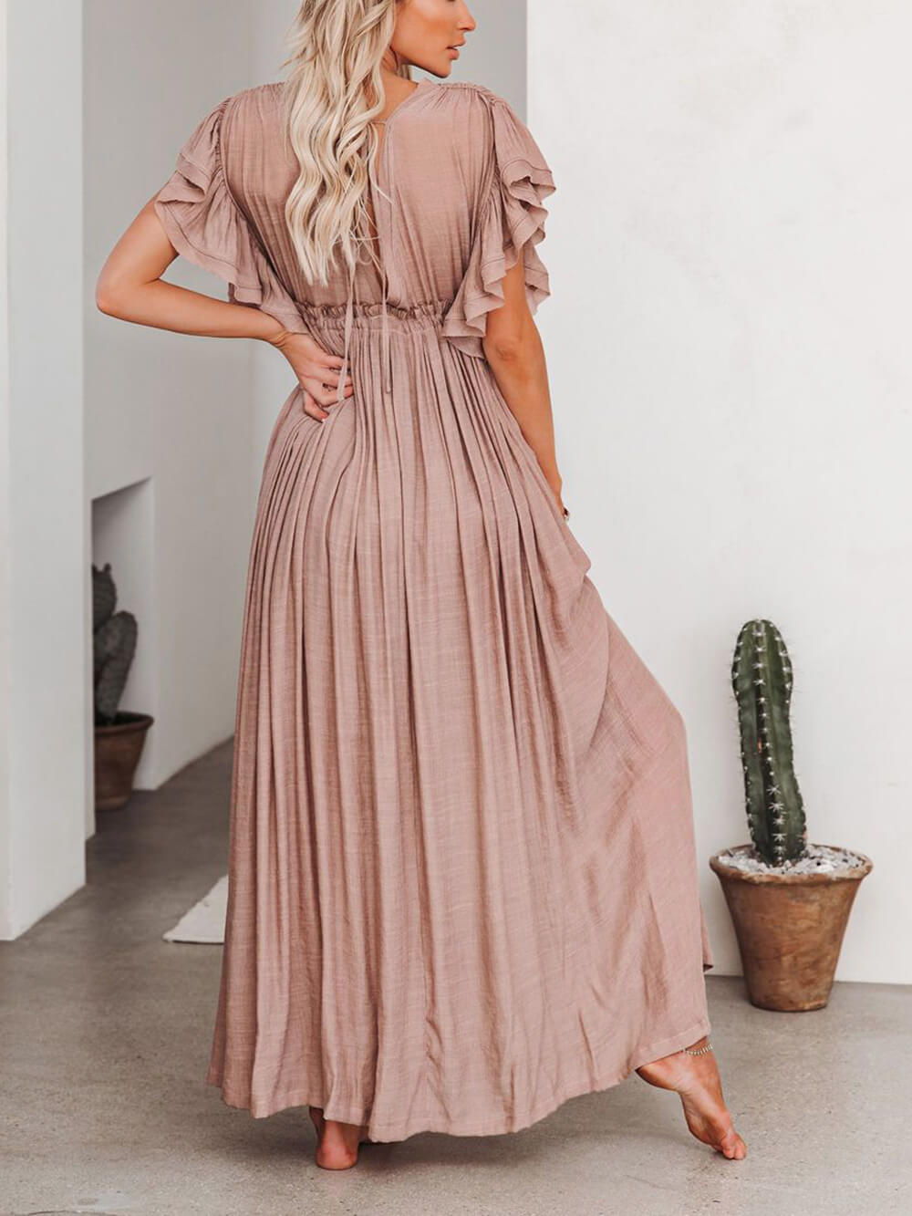 Valenzora | Stylish maxi dress with flutter sleeves for women