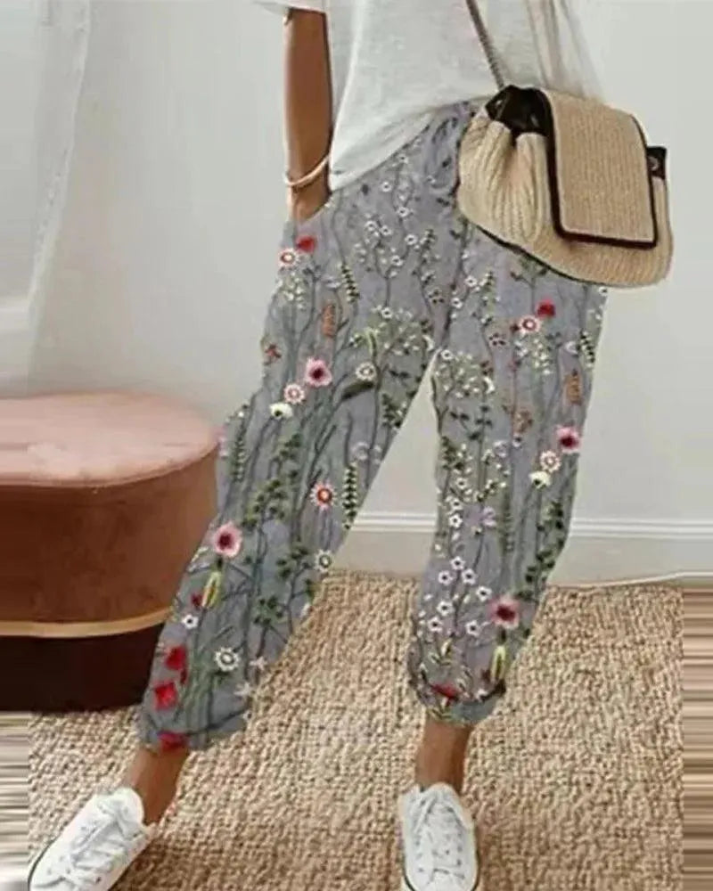 Valenzora | Gestreifte Hose, atmungsaktive Baumwoll-Leinen-Mischung, Relaxed Fit, Kordelzug in der Taille, Freizeitkleidung