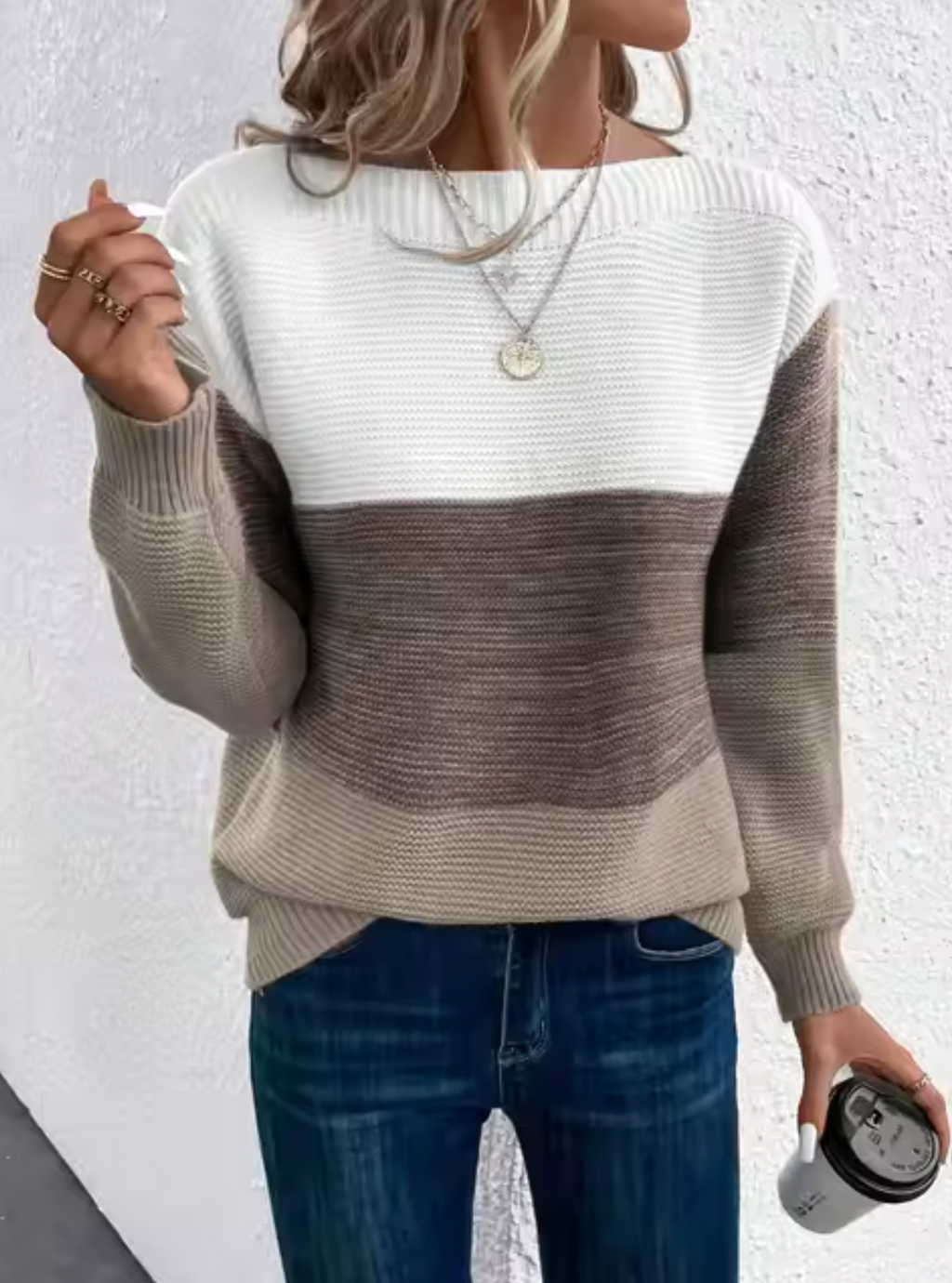 Valenzora | Casual Autumn Tricolor Knit Sweater for Women