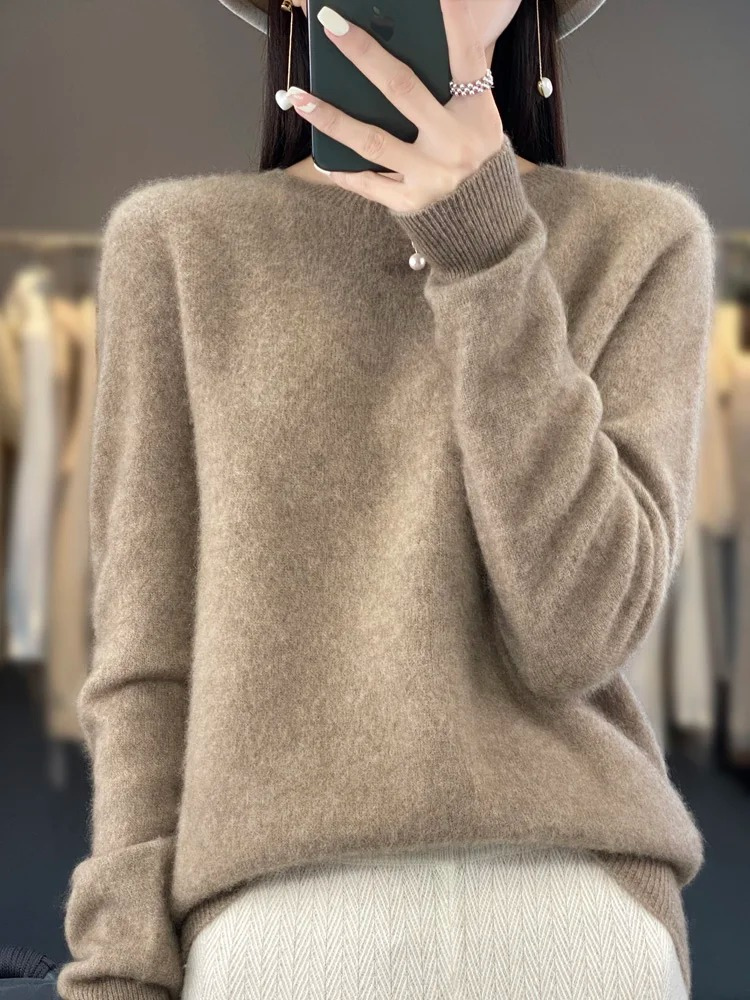 Valenzora | Women's Cashmere Sweater, Round Neck, Soft and Elegant Knit Sweater