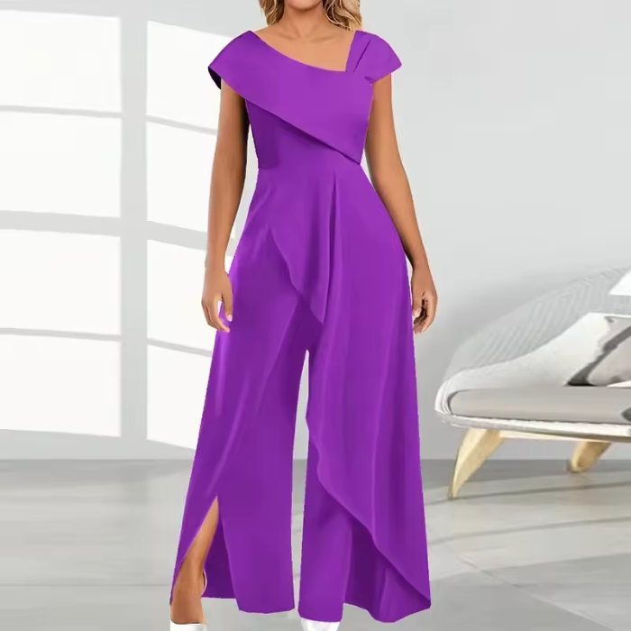 Valenzora | Elegant women's jumpsuit, diagonal asymmetrical design