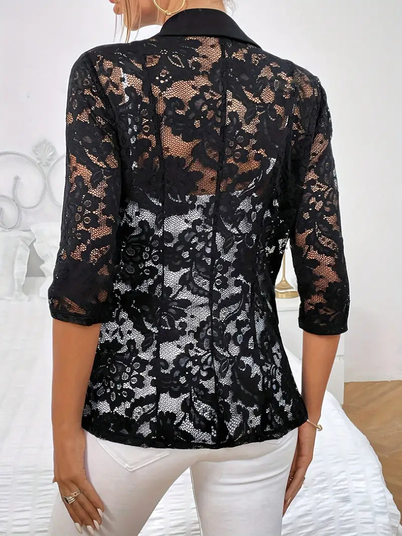 Valenzora | Single-breasted blazer with lace details