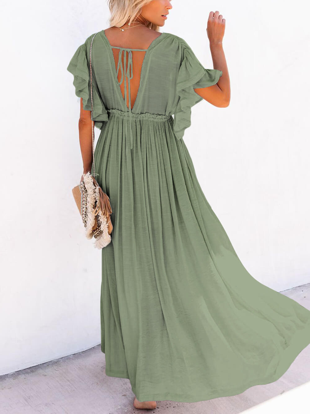 Valenzora | Stylish maxi dress with flutter sleeves for women