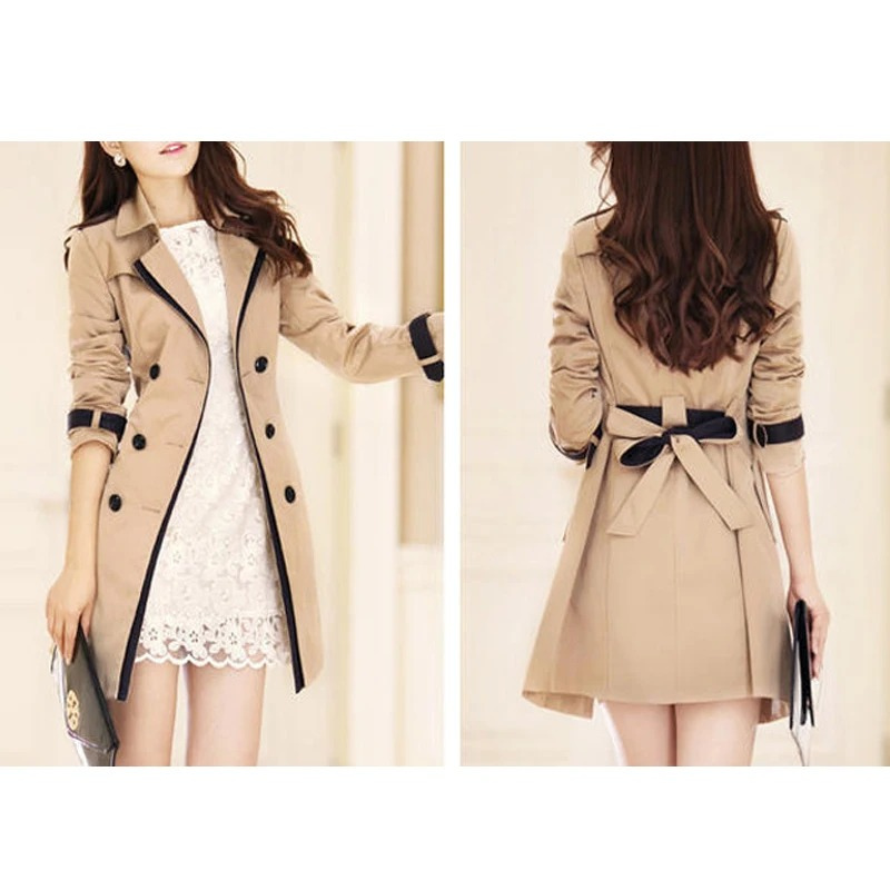 Valenzora | Eleganter, taillierter Damen-Trenchcoat mit doppelreihiger Knopfleiste, mittellang