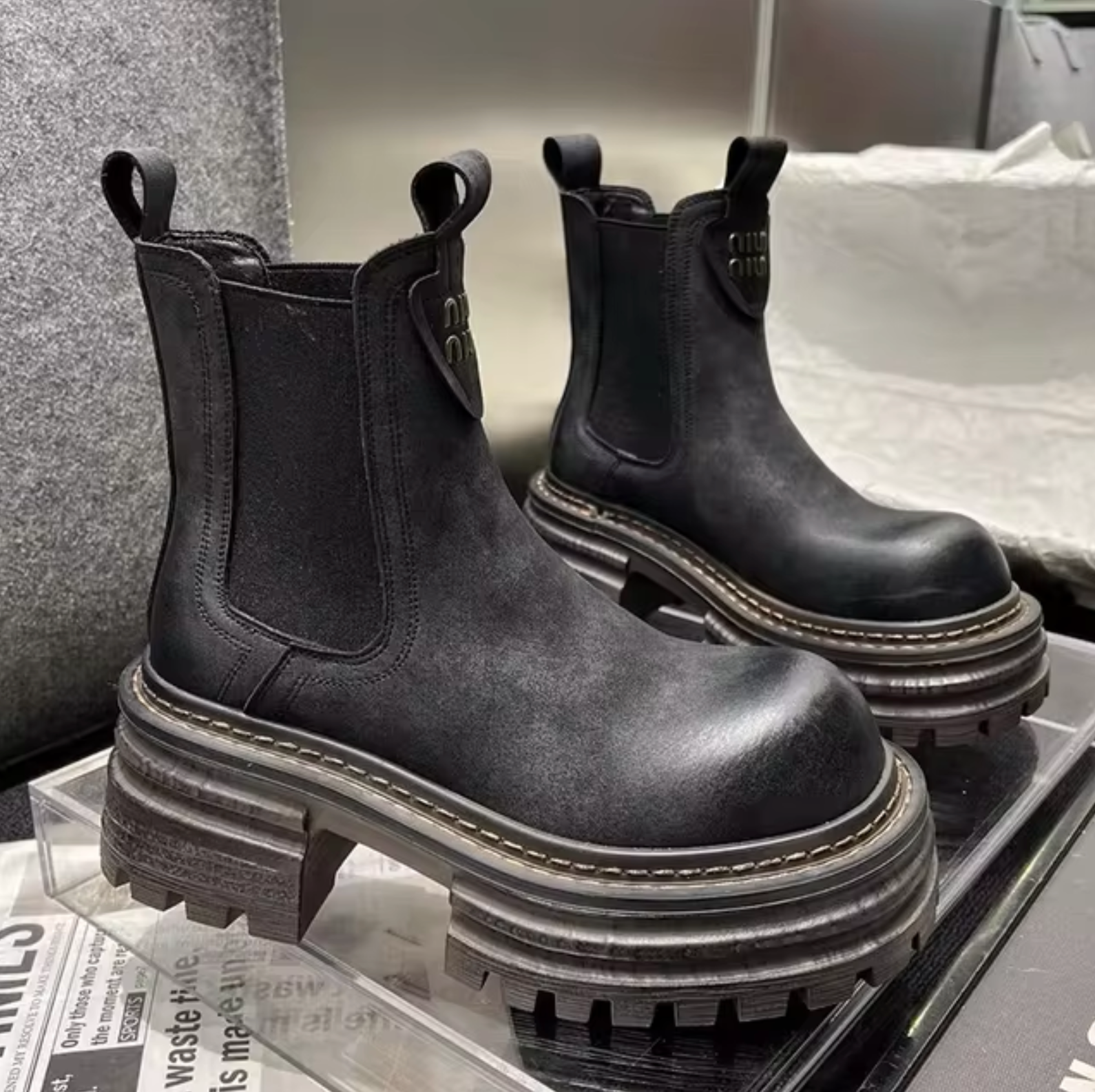 – Chunky platform ankle boots