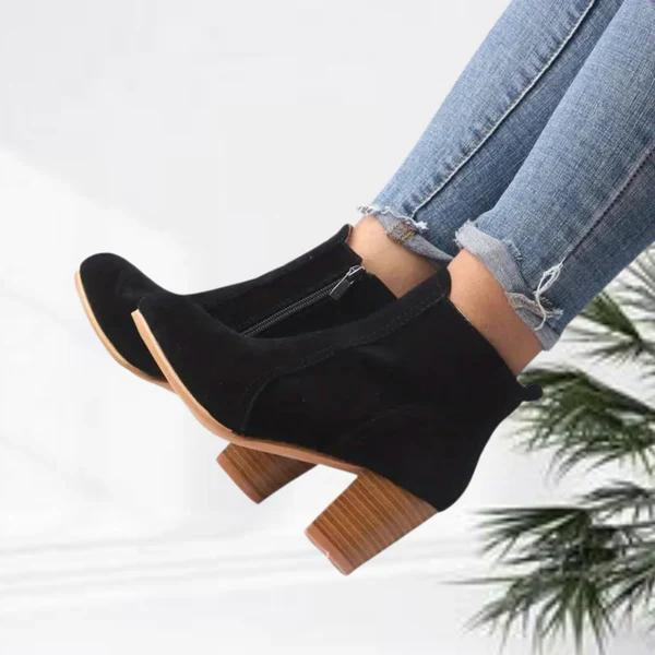 Valenzora | Damen Ankle Boots aus Wildleder, bequemer Blockabsatz, seitlicher Reißverschluss
