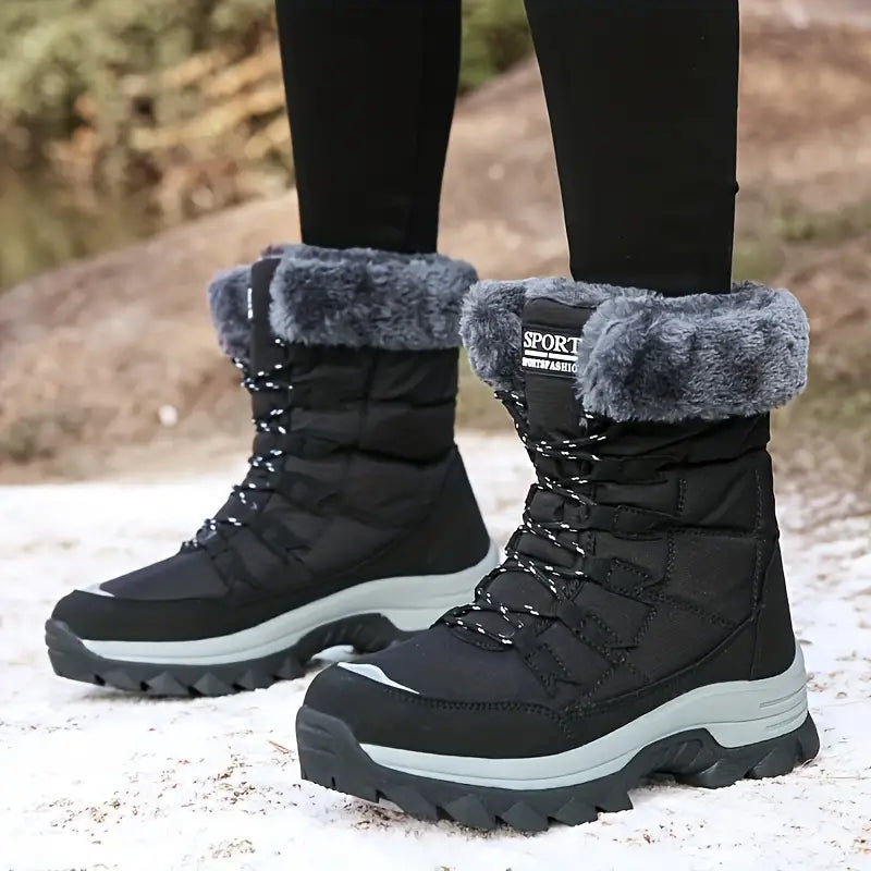 Valenzora | Women's winter boots - warm, non-slip black snow boots